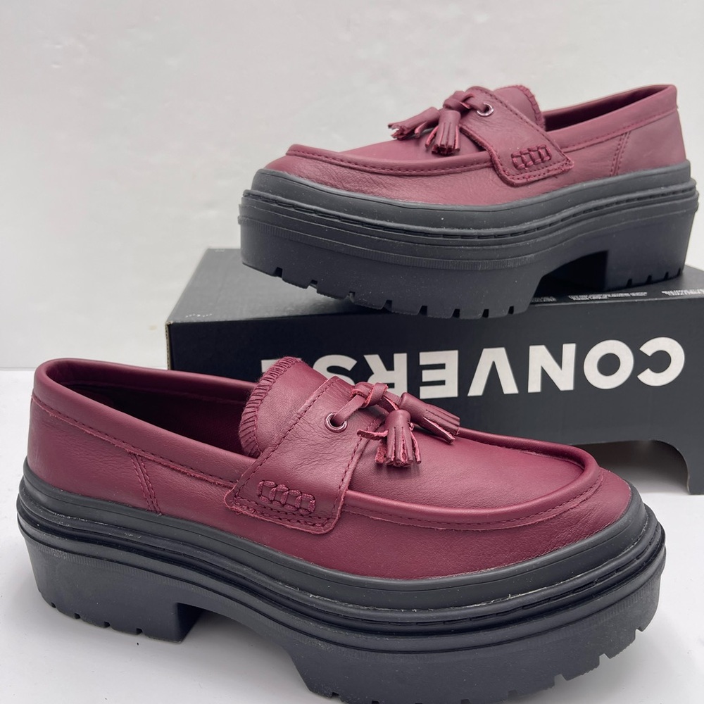 Converse Women's Burgundy Platform Loafers - Picture 12 of 16